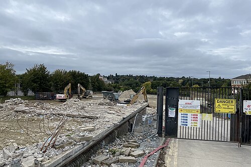 Demolition of former Royal Mail Sorting Office under way on site